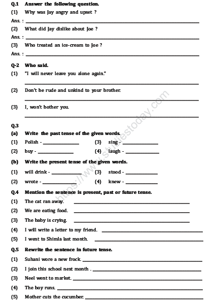 cbse class 2 english practice worksheet set k practice worksheet for